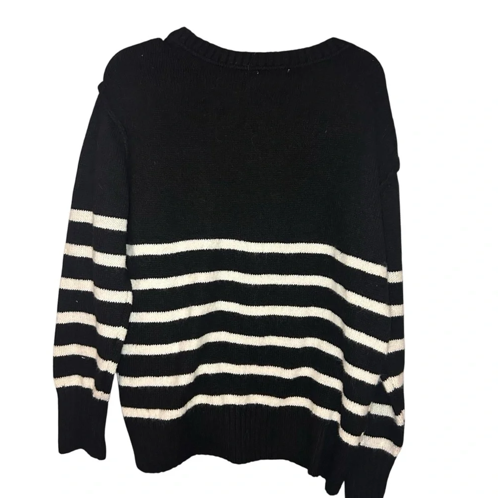 Maurices Black & Cream Striped Slouchy Sweater Large NWT